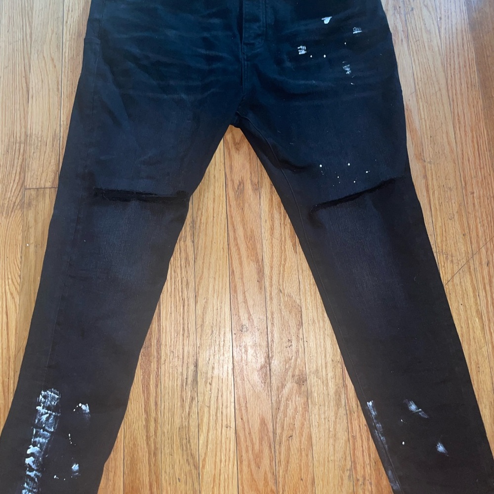 Purple paint splatter Black Jeans